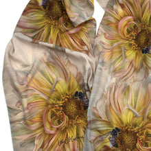 Load image into Gallery viewer, YELLOW DAHLIA WITH BEE | Lightweight Shawl | Watercolor Series - Leslie Montana
