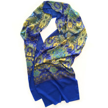 Load image into Gallery viewer, BAROQUE Lightweight Shawl in Royal Blue, Yellow &amp; Turquoise | Claiming Our Crown, Spiritual Sovereignty - Leslie Montana
