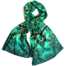 Load image into Gallery viewer, INNER LANDSCAPE, Chiffon Scarf in Sea Greens &amp; Brown | Navigating the Depths of True Self - Leslie Montana
