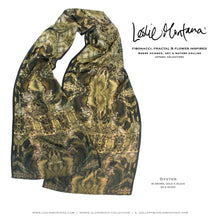 Load image into Gallery viewer, OYSTER in Brown, Gold, Black &amp; Tan Silk Scarf | Practical Wisdom - Leslie Montana
