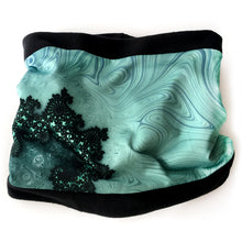 Load image into Gallery viewer, SWIRLIOUS Neck Warmer in Turquoise, Black  | Fibonacci Inspired Apparel | Winter Wear - Leslie Montana
