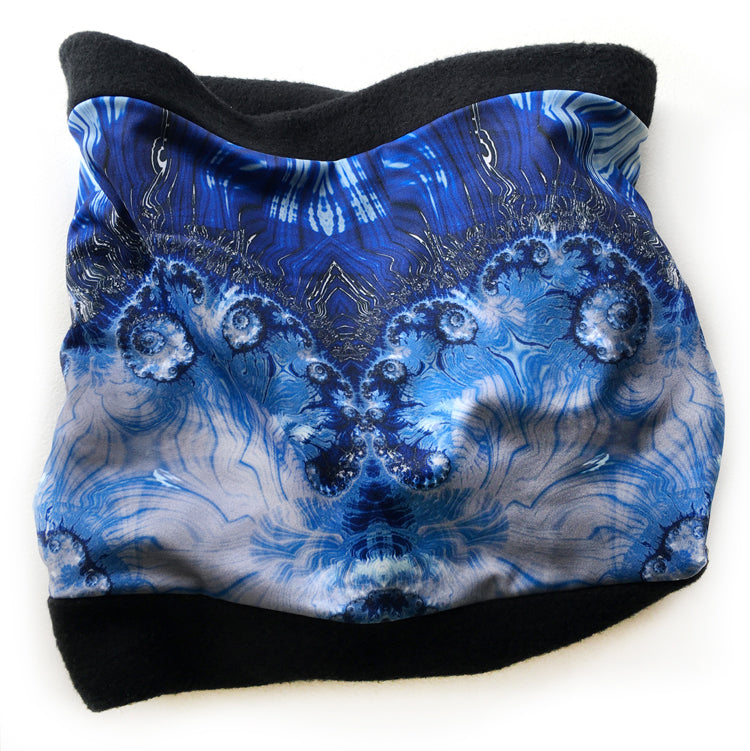 TERRESTRIAL Neck Warmer in Blue, Black, Gray | Fibonacci Inspired Apparel | Winter Wear - Leslie Montana