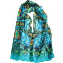 Load image into Gallery viewer, TURQUOISE TRAIL Chiffon Scarf in Turquoise &amp; Brown | Earth Magic - Leslie Montana
