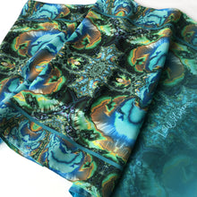 Load image into Gallery viewer, TURQUOISE TRAIL Lightweight Shawl, Turquoise, Green &amp; Brown | Earth Magic - Leslie Montana
