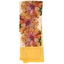 Load image into Gallery viewer, HIBISCUS YELLOW ORANGE | Lightweight Shawl | Watercolor Series - Leslie Montana
