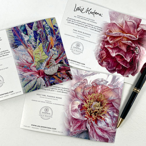 Note Cards, 9 Cards Per Package, Blank Greeting Cards, All Occasion, Watercolor Floral - Leslie Montana