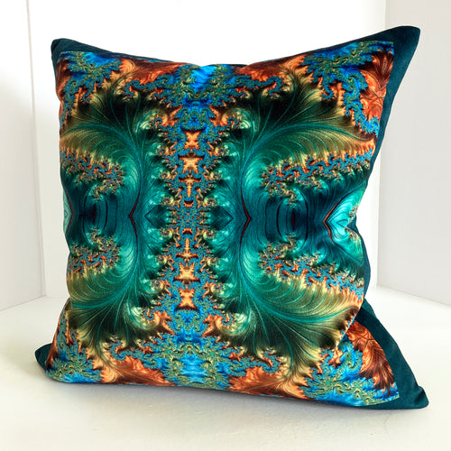 Velvet Pillows - Baroque in blue green, gold, turquoise, teal, gold, brown - Leslie Montana