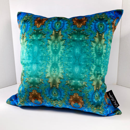 Velvet Pillows - Baroque Ombre in blue green, gold, turquoise, teal, gold, brown - Leslie Montana