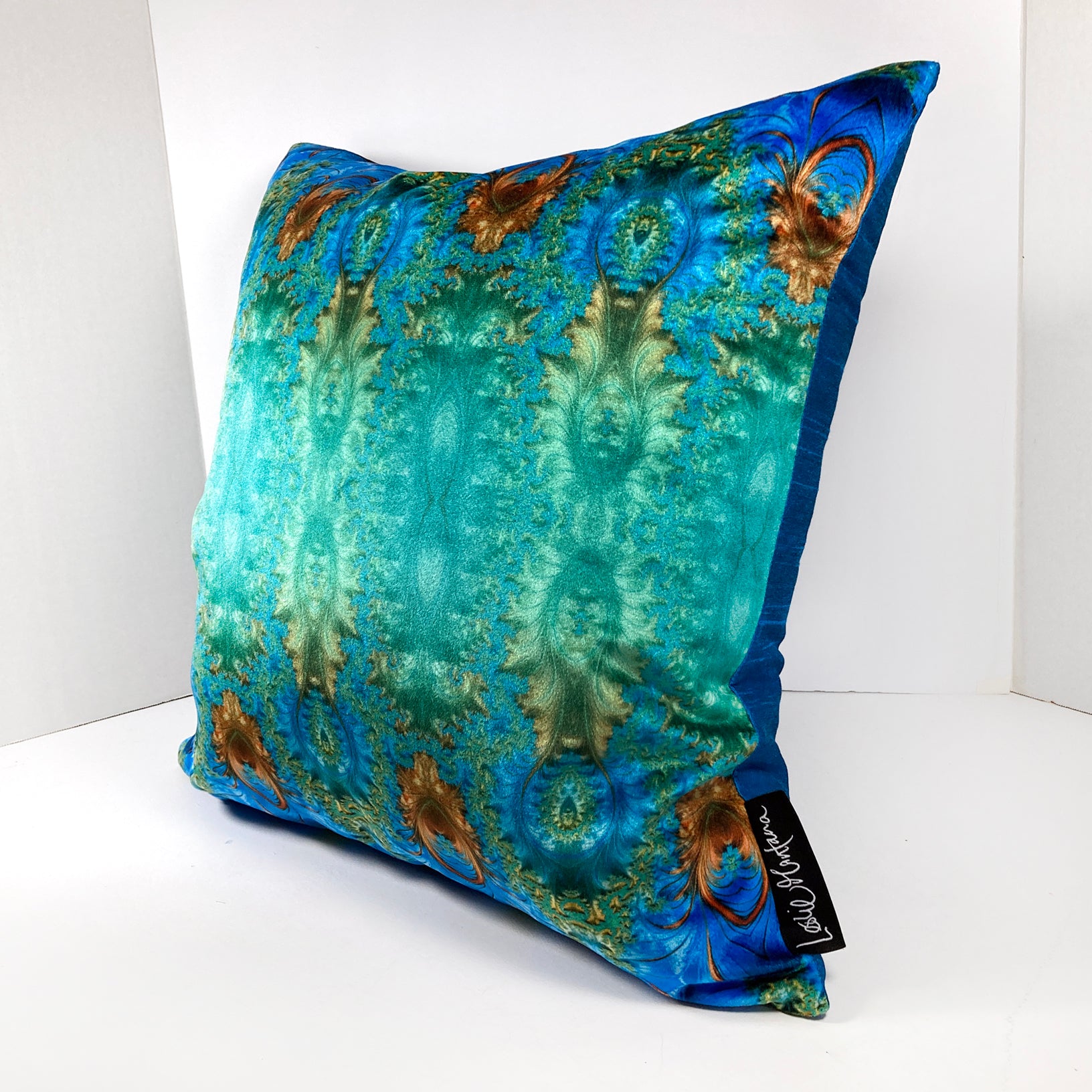 Velvet Pillows Baroque Ombre in blue green gold turquoise teal g Leslie Montana