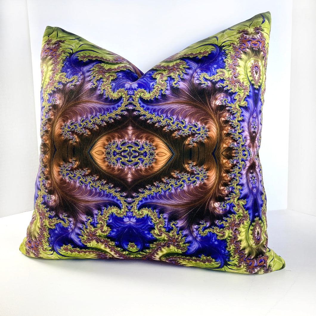 Velvet Pillows - Baroque in purple, lime green, brown - Leslie Montana