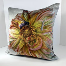 Load image into Gallery viewer, Velvet Pillows - Yellow Dahlia with Bee - Leslie Montana
