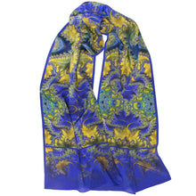 Load image into Gallery viewer, BAROQUE in Royal Blue, Yellow &amp; Turquoise, Silk Scarf | Claiming Our Crown, Spiritual Sovereignty - Leslie Montana

